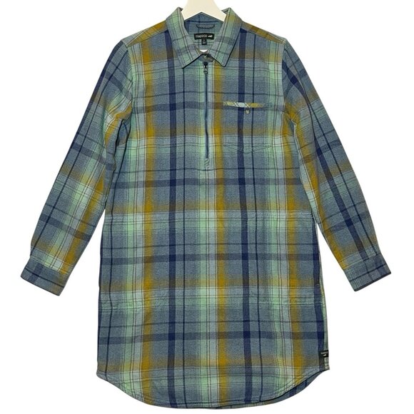 Toad & Co Women Bodie Plaid Flannel ShirtDress Long Sleeve Small Size Pockets - Picture 2 of 15